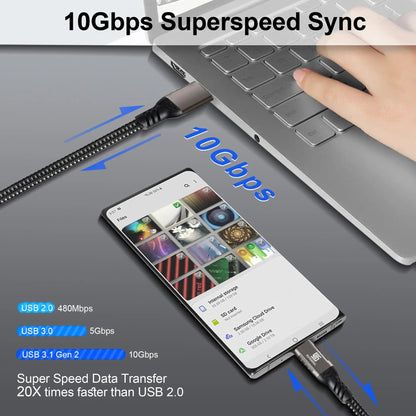 USB - A to USB - C, USB 3.2 Gen2, 20 Gbps Data Transfer, 60W USB C Cable Charging Cable - ELFESOUL