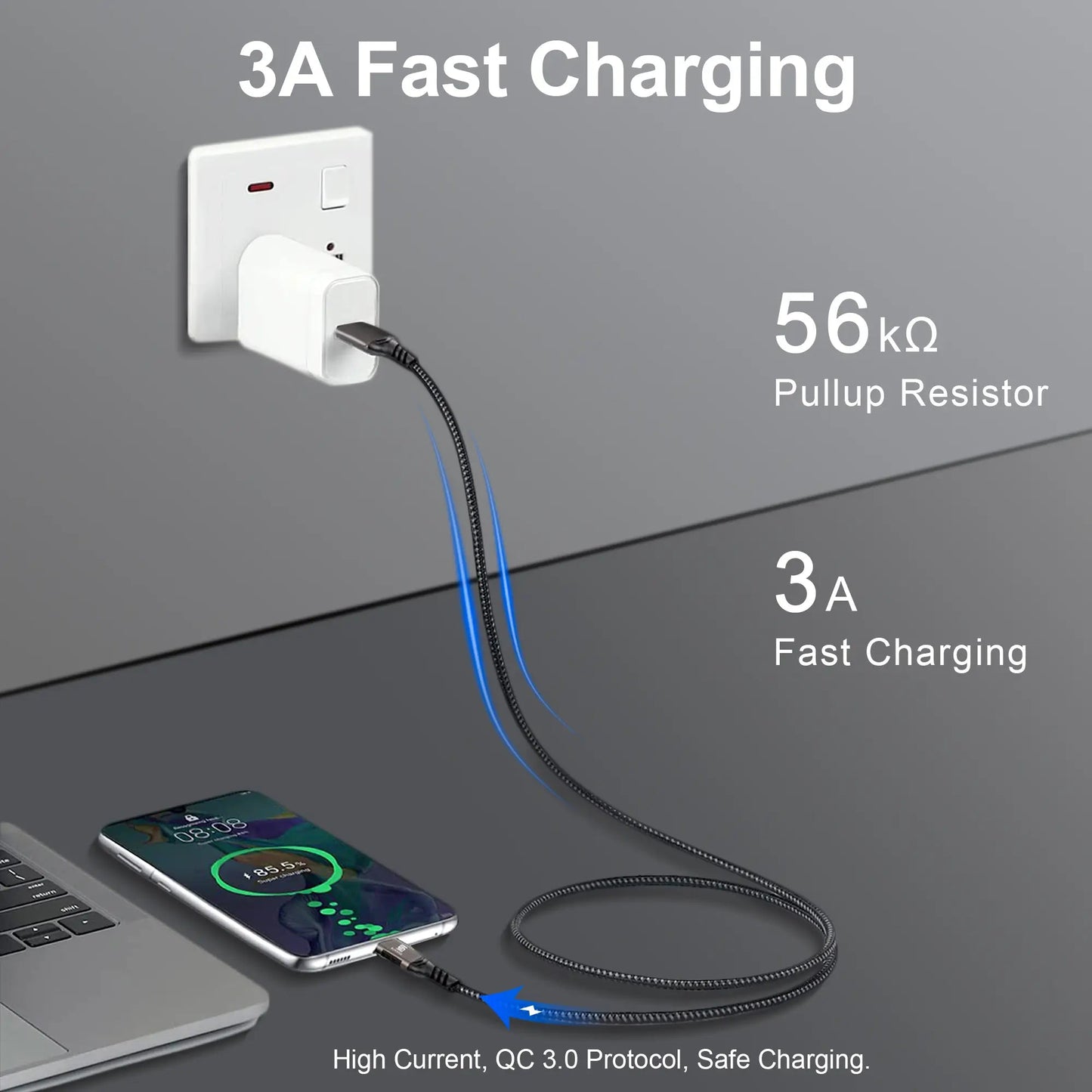 USB - A to USB - C, USB 3.2 Gen2, 20 Gbps Data Transfer, 60W USB C Cable Charging Cable - ELFESOUL