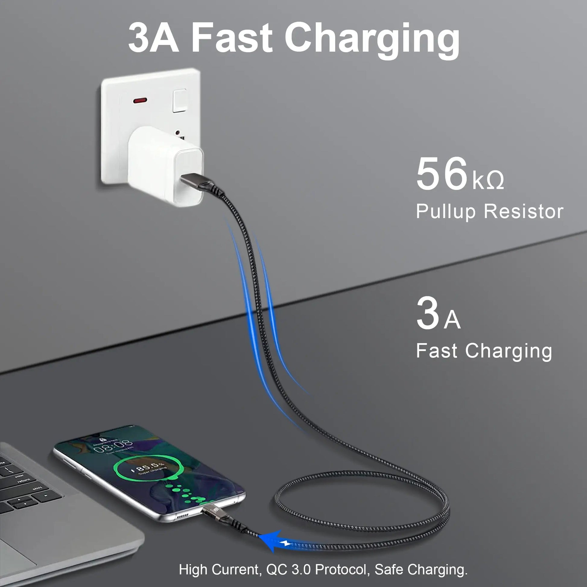 USB - A to USB - C, USB 3.2 Gen2, 20 Gbps Data Transfer, 60W USB C Cable Charging Cable - ELFESOUL