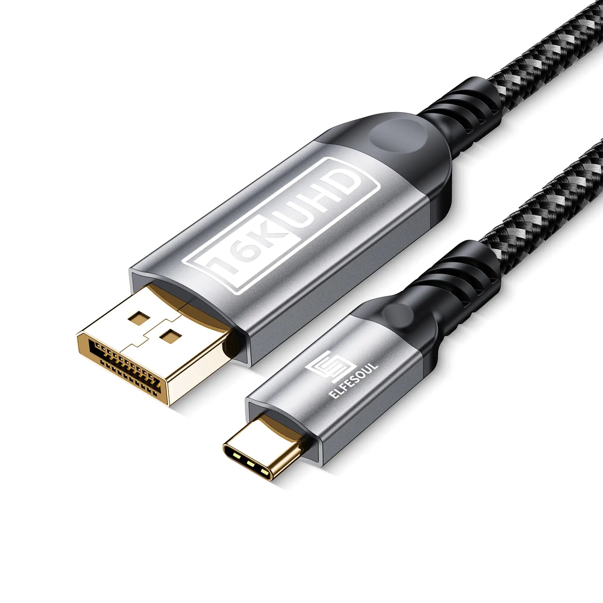 USB - C to DisplayPort Cable 6.6ft (16K@60Hz 8K@120Hz), 80Gbps USB C to DP 2.1 Cord Thunderbolt 3/4/5 Compatible with MacBook Pro/Air, for iPhone 17 Pro Max, for iPad Pro, for iMac, for XPS. - ELFESOUL