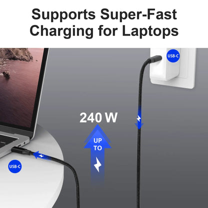 USB - C to USB - C Cable 6.6ft, 8K HD Display, 40 Gbps Data Transfer, 240W USB 4 Charging Cable for Thunderbolt 3/4 Cable, MacBook Pro, Type - C Laptop, and More. - ELFESOUL
