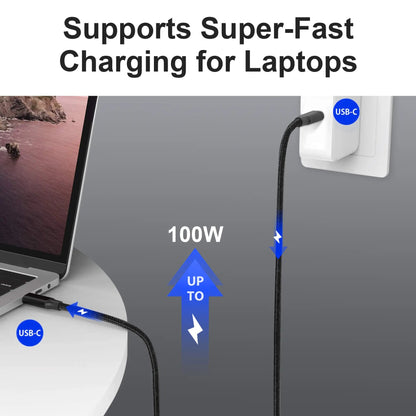 USB - C to USB - C Cable, USB 3.2 Cable, 4K@60Hz UHD, 20Gbps Data Transfer, 100W USB C Charging Cable - ELFESOUL