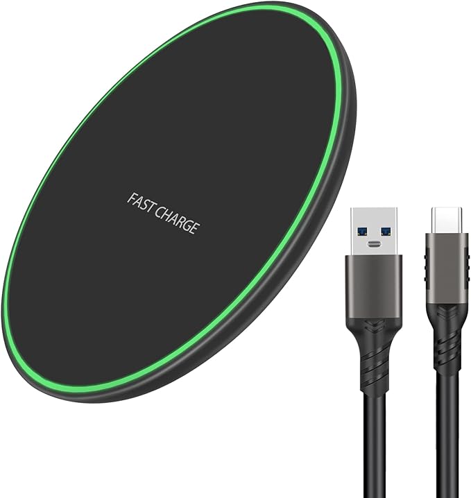 Wireless Charger for Samsung Galaxy S24/S24+/S24 Ultra/S23/S23+/S22/S22+/S21/S21+/S20/S20+/S10/S10+/S9/S8/S7/Note 20/Note 10, Wireless Charging Pad with 6.6ft 3.2 USB C - Cable, Black.(No AC Adapter) - ELFESOUL