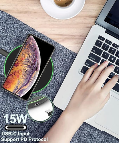 Wireless Charger for Samsung Galaxy S24/S24+/S24 Ultra/S23/S23+/S22/S22+/S21/S21+/S20/S20+/S10/S10+/S9/S8/S7/Note 20/Note 10, Wireless Charging Pad with 6.6ft 3.2 USB C - Cable, Black.(No AC Adapter) - ELFESOUL