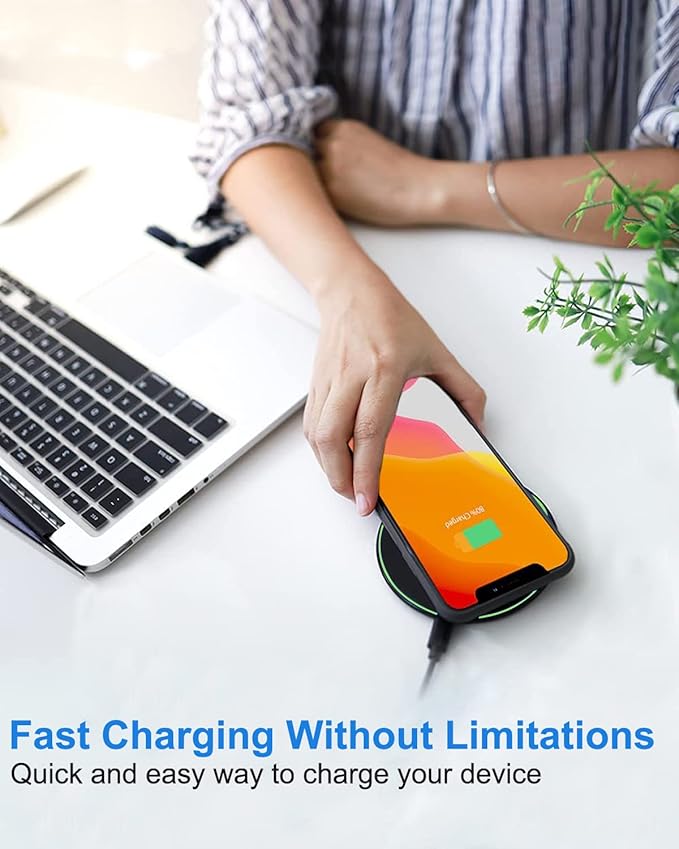 Wireless Charger for Samsung Galaxy S24/S24+/S24 Ultra/S23/S23+/S22/S22+/S21/S21+/S20/S20+/S10/S10+/S9/S8/S7/Note 20/Note 10, Wireless Charging Pad with 6.6ft 3.2 USB C - Cable, Black.(No AC Adapter) - ELFESOUL